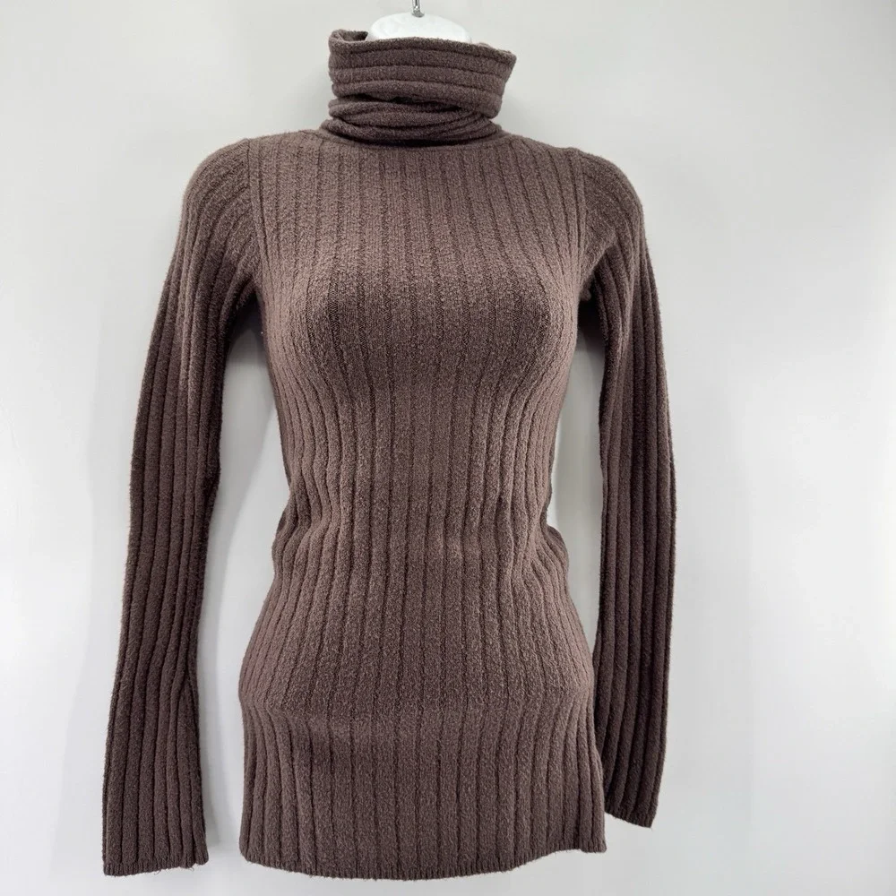 Free People Brown Ribbed Turtleneck Mini Dress - Picture 3 of 15